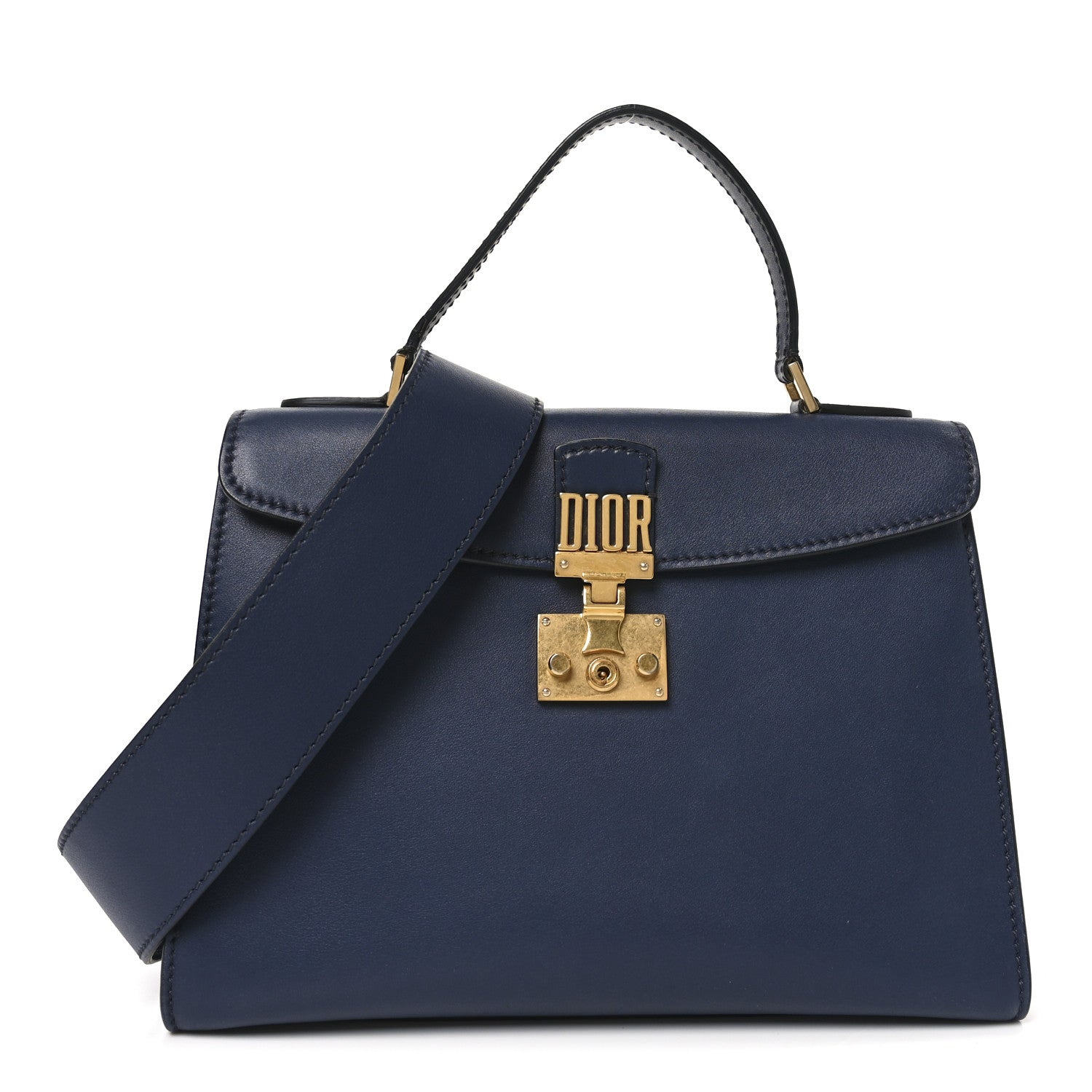 Christian Dior Calfskin Dioraddict Top Handle Navy Blue