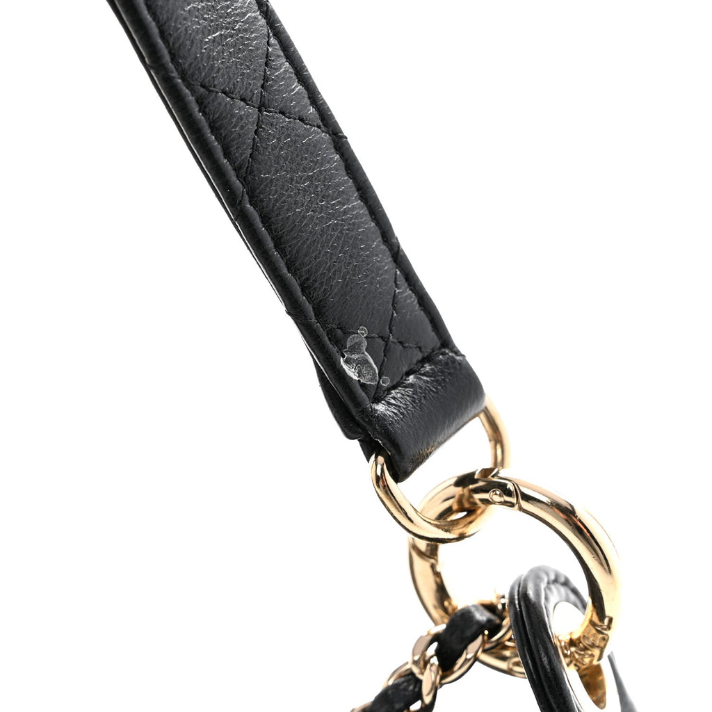 Chanel Mesh Shiny Lambskin Chain Hobo Black