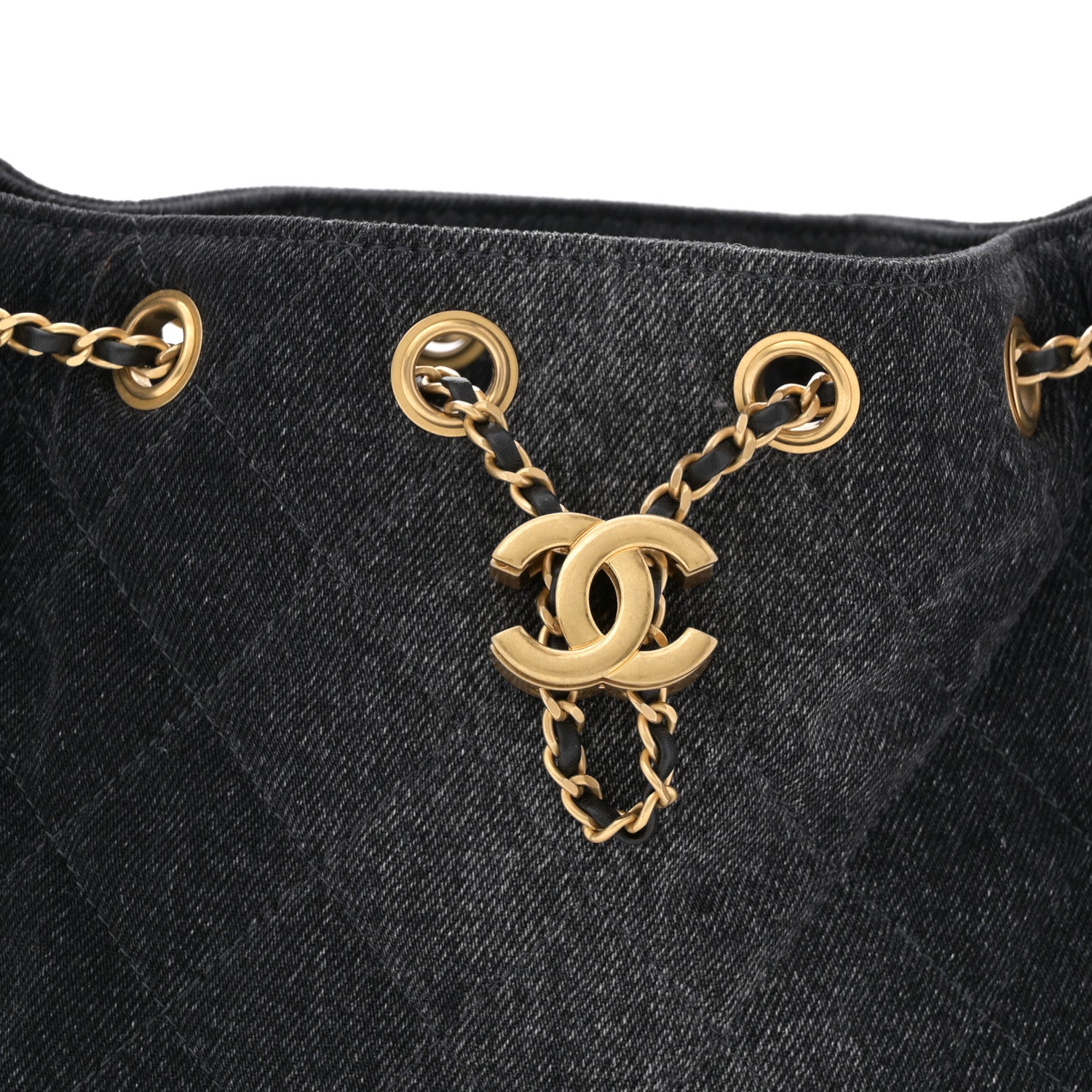 Chanel Washed Denim Quilted Mini Chanel 25 Handbag Black