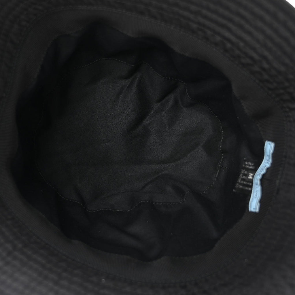 Prada Re-Nylon Metal Triangle Logo Womens Bucket Hat M Black