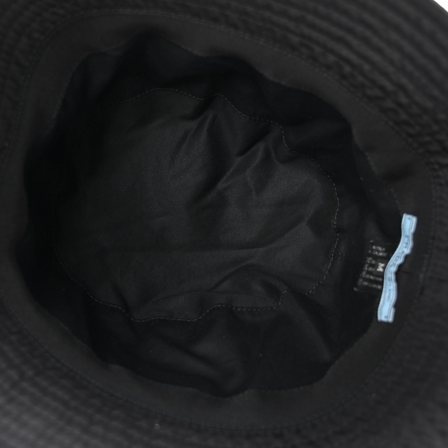 Prada Re-Nylon Metal Triangle Logo Womens Bucket Hat M Black