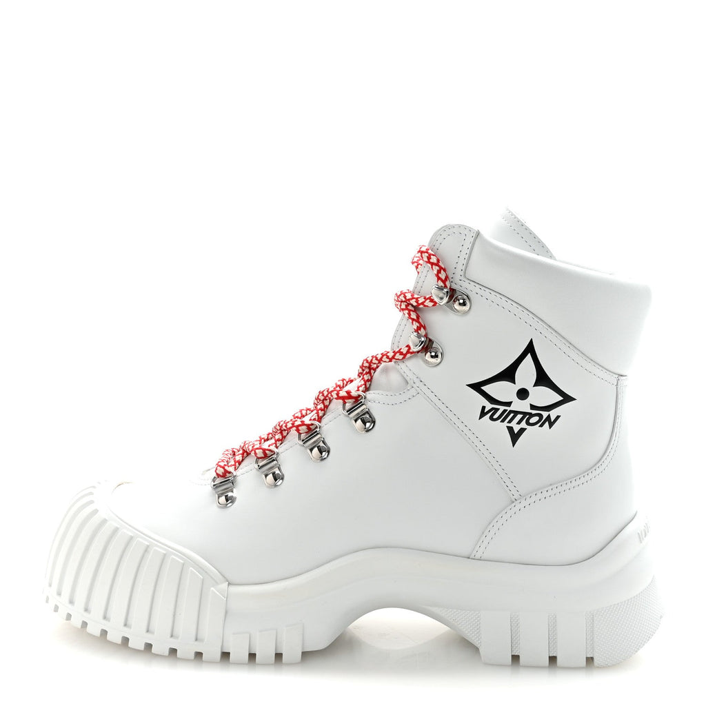 Louis Vuitton Calfskin Ruby Flat Ranger Boots 38 White