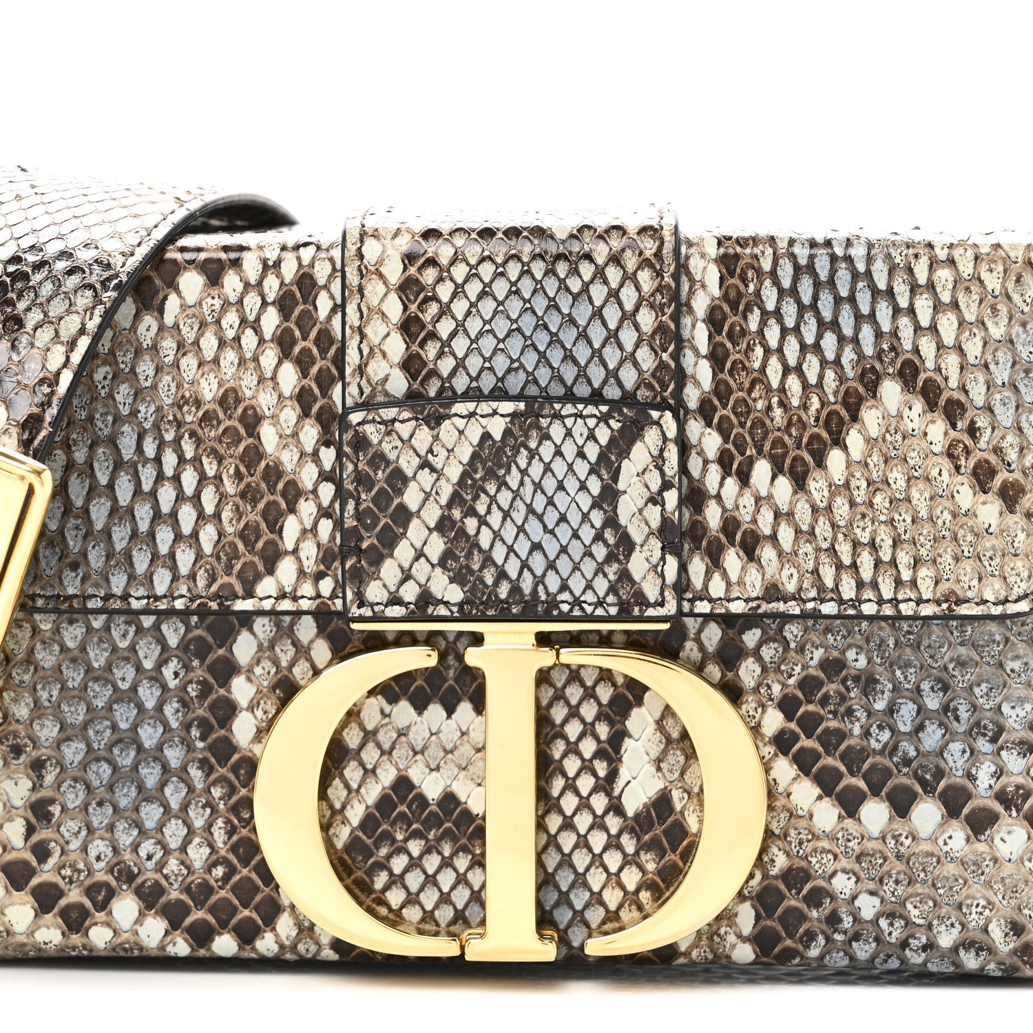 Christian Dior Snakeskin 30 Montaigne Box Bag Beige Multicolor