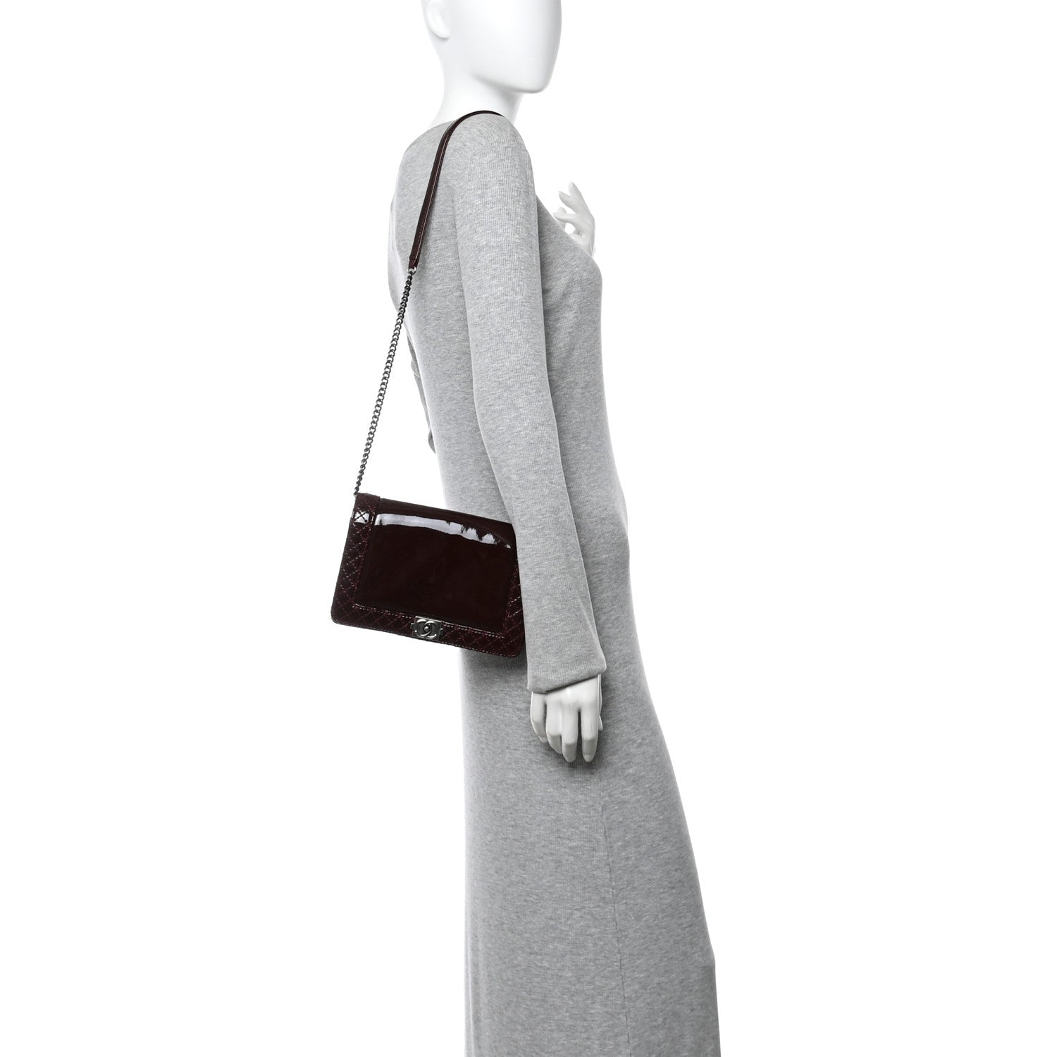 Chanel Patent Small Boy Reverso Flap Burgundy