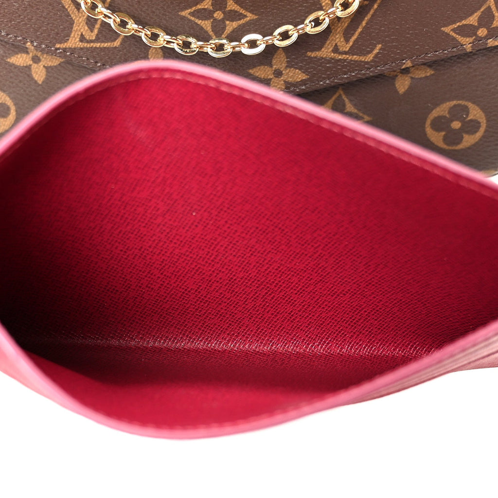 Louis Vuitton Monogram Pochette Felicie Chain Wallet Fuchsia