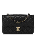 Chanel Lambskin Quilted Mini Rectangular Flap Black