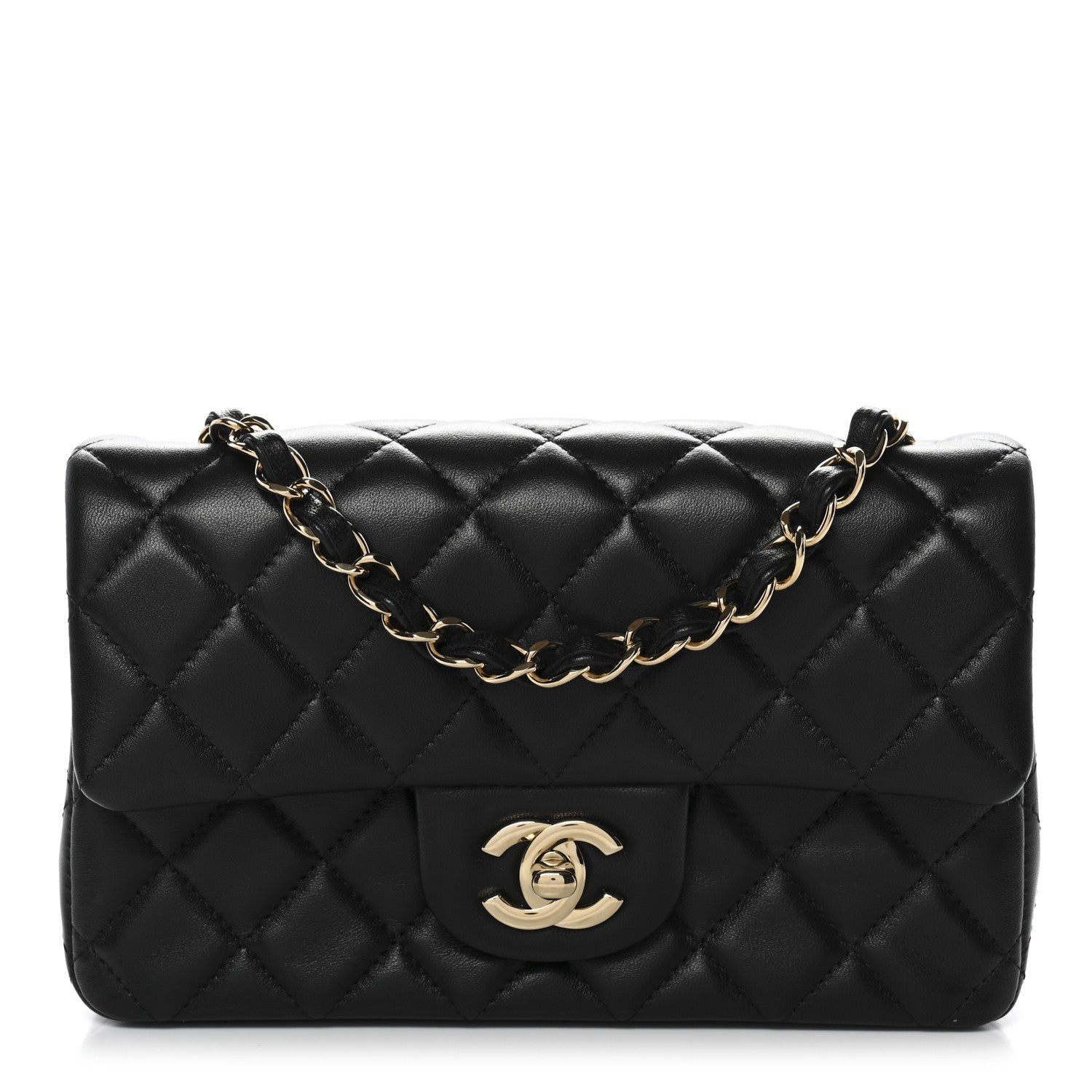 Chanel Lambskin Quilted Mini Rectangular Flap Black