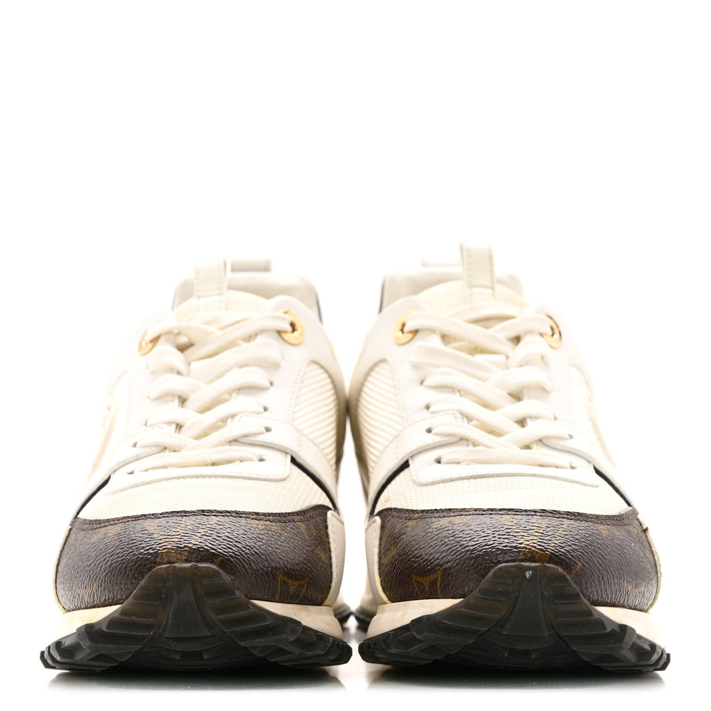 Louis Vuitton Calfskin Monogram Run Away Sneakers 37 White