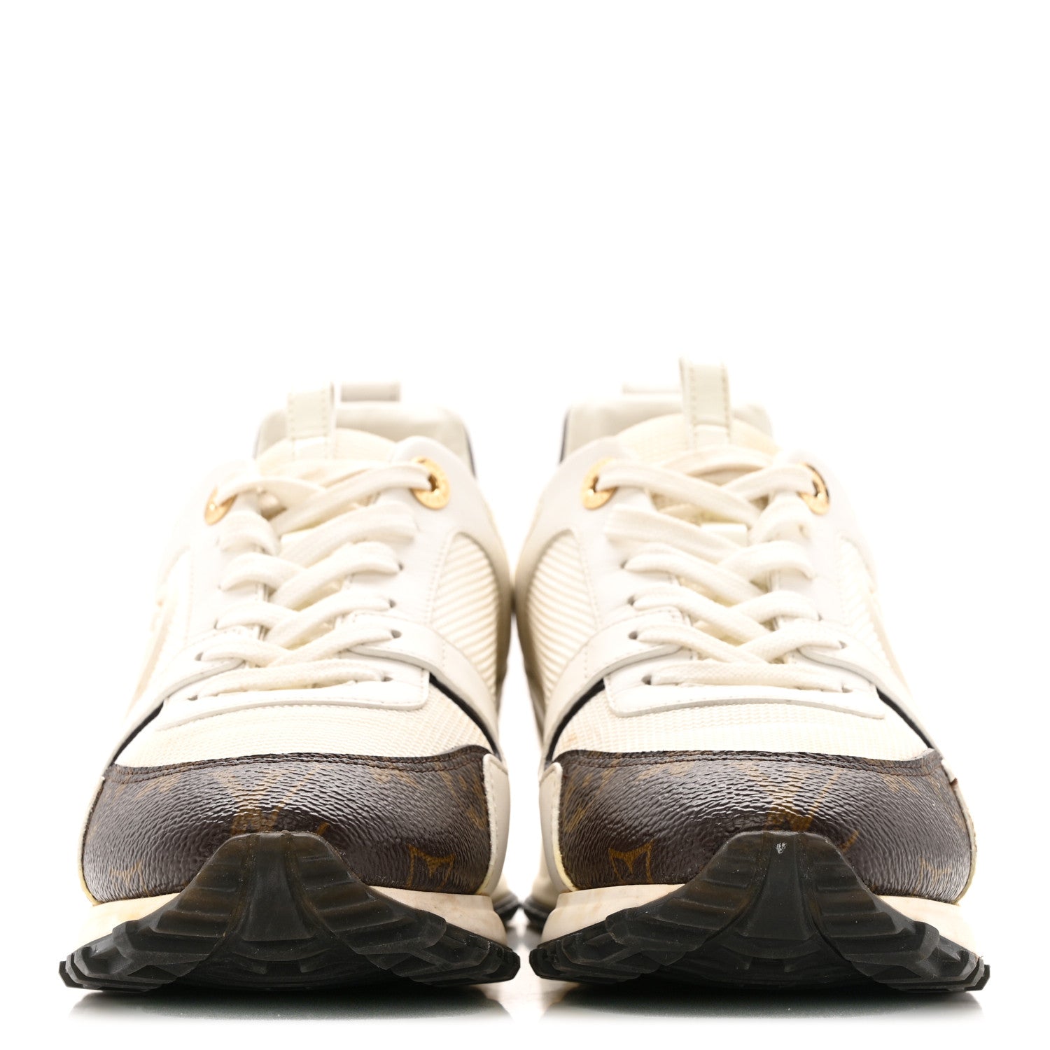 Louis Vuitton Calfskin Monogram Run Away Sneakers 37 White