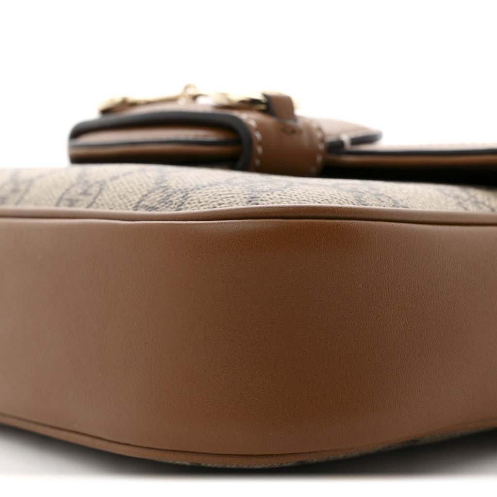 Gucci GG Supreme Monogram Duomo Lux Horsebit 1955 Soft Small Shoulder Bag Beige Ebony Sundial