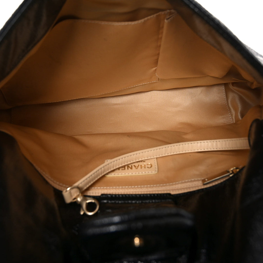 Chanel Vinyl Rodeo Accordion Flap Bag Black