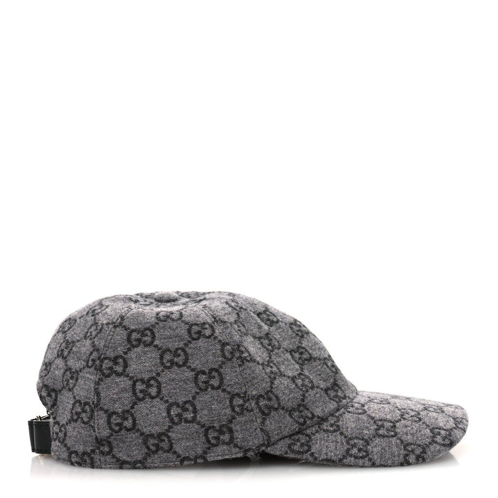 Gucci Covered Wool GG Monogram Baseball Hat L Grey Dark Grey Black
