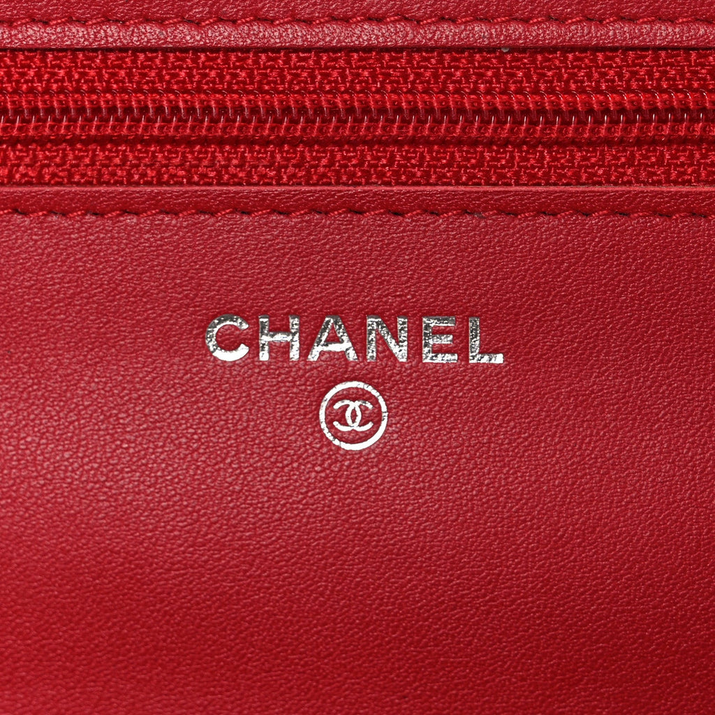 Chanel Caviar Timeless CC Wallet on Chain WOC Red