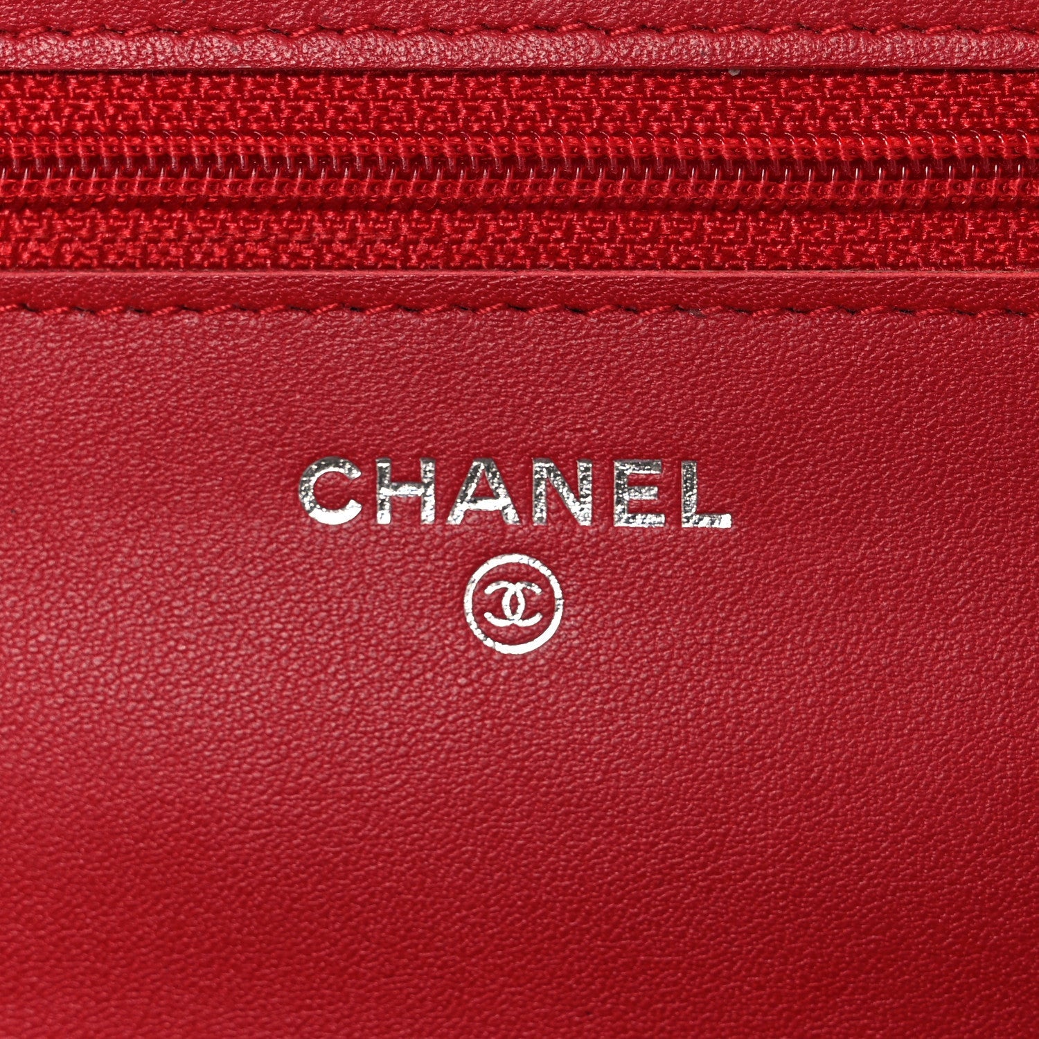 Chanel Caviar Timeless CC Wallet on Chain WOC Red