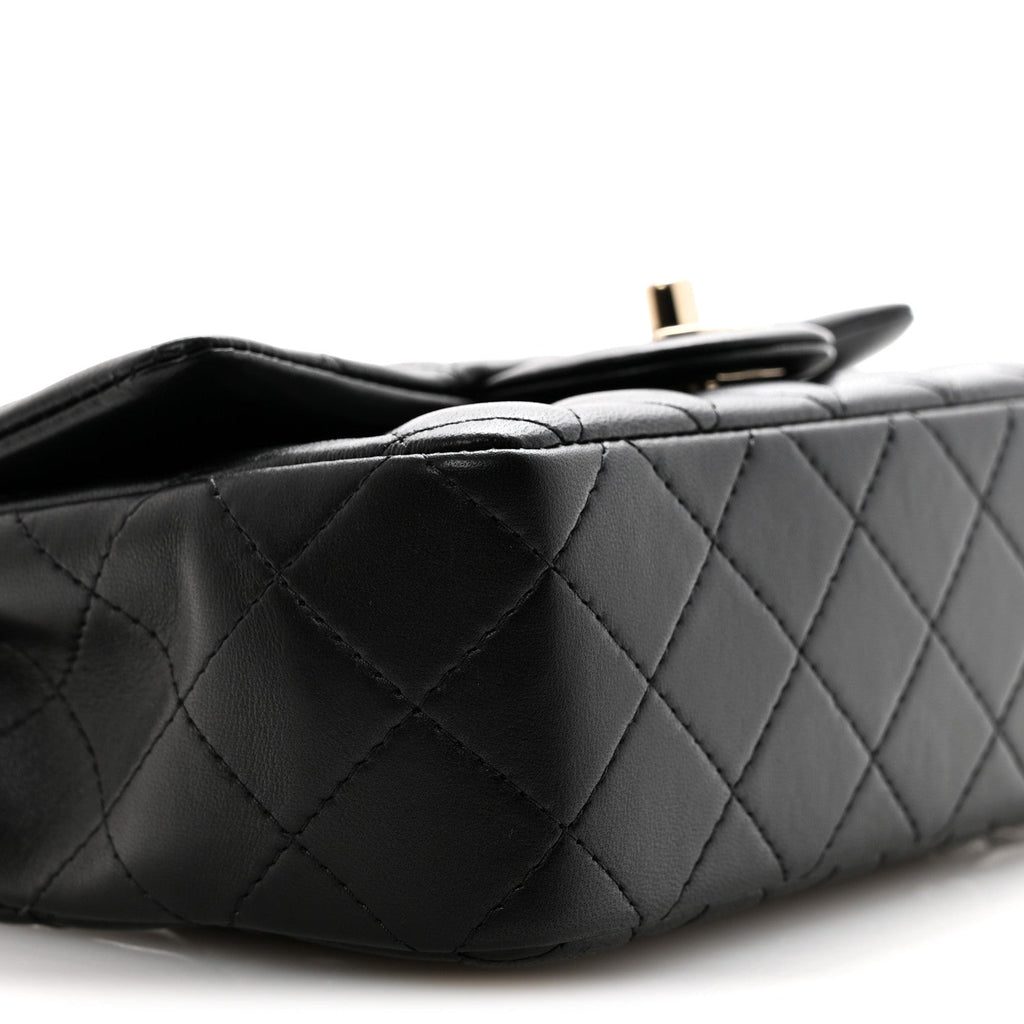 Chanel Lambskin Quilted Mini Rectangular Flap Black