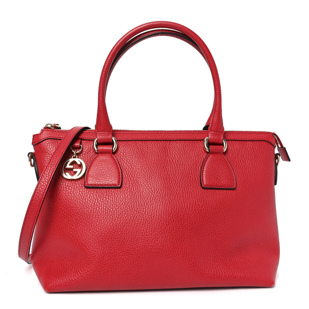 Gucci Dollar Calfskin GG Charm Satchel Red
