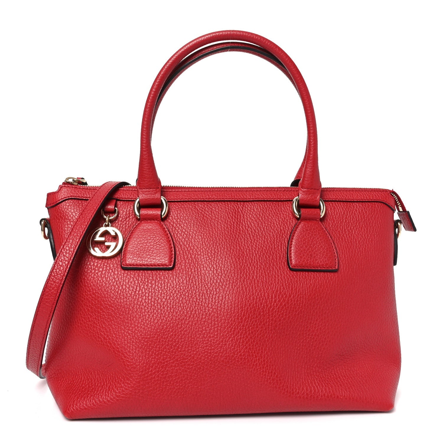 Gucci Dollar Calfskin GG Charm Satchel Red