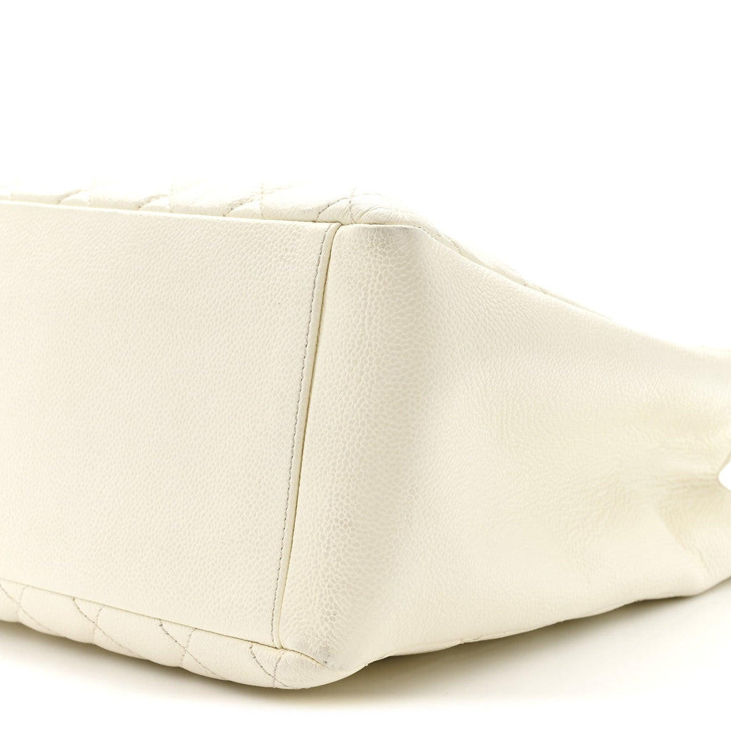 Chanel Caviar Quilted Grand Shopping Tote GST White