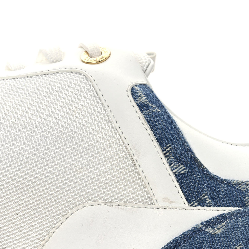 Louis Vuitton Calfskin Monogram Denim Run Away Sneakers 39 White