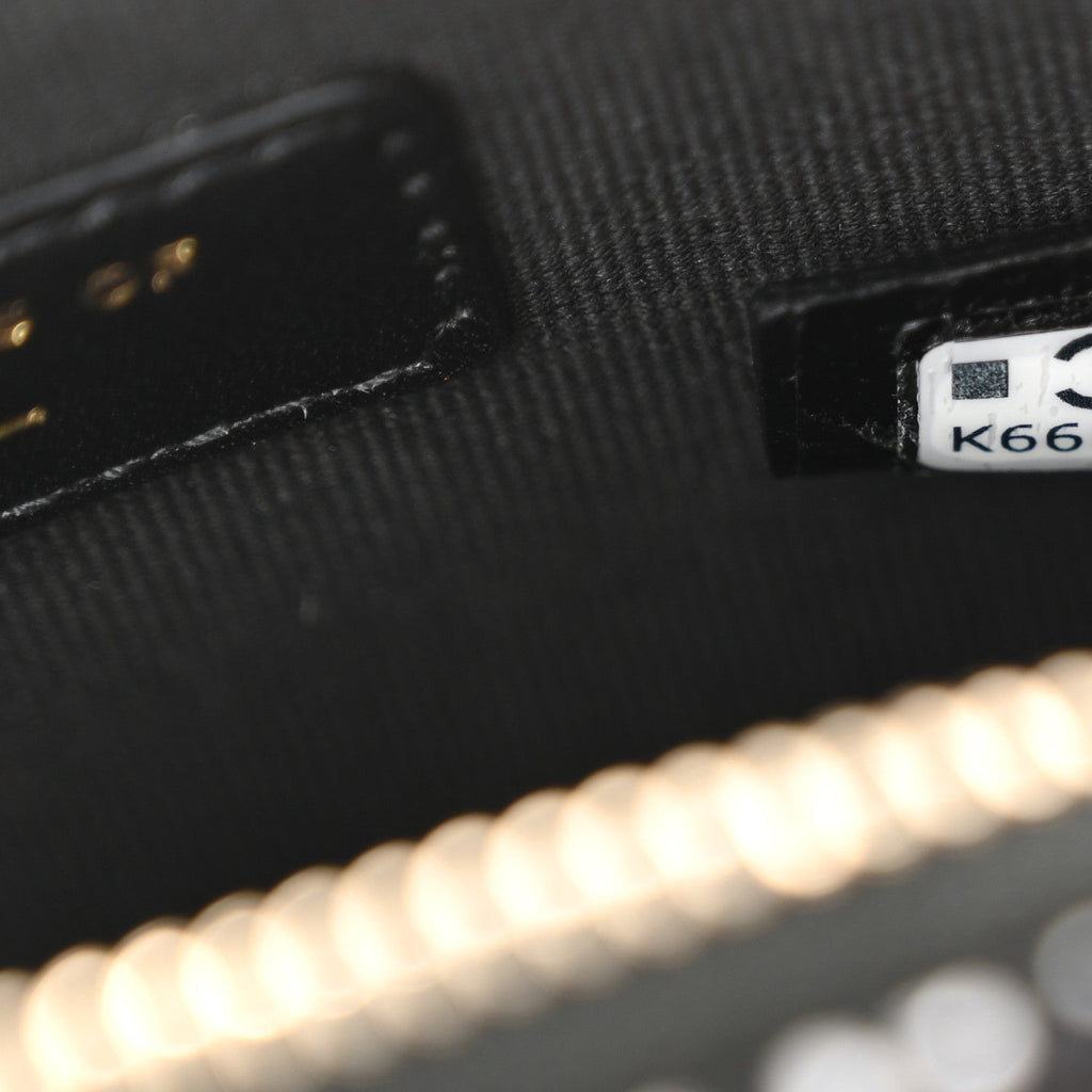 Chanel Tweed Quilted Mini Clutch With Chain Black White
