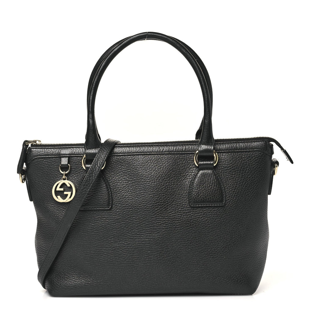 Gucci Dollar Calfskin GG Charm Satchel Black