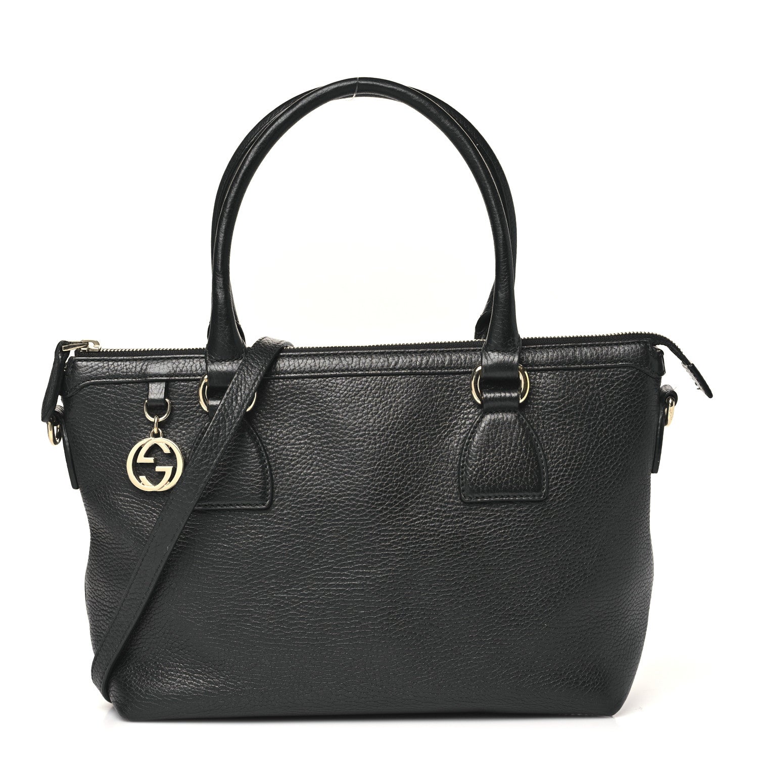 Gucci Dollar Calfskin GG Charm Satchel Black