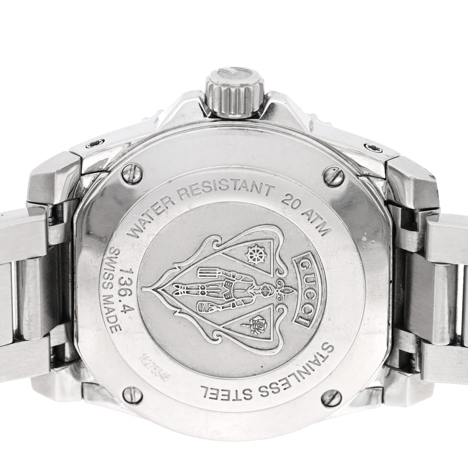 Gucci Stainless Steel Diamond Mother of Pearl 32mm Dive Quartz Watch