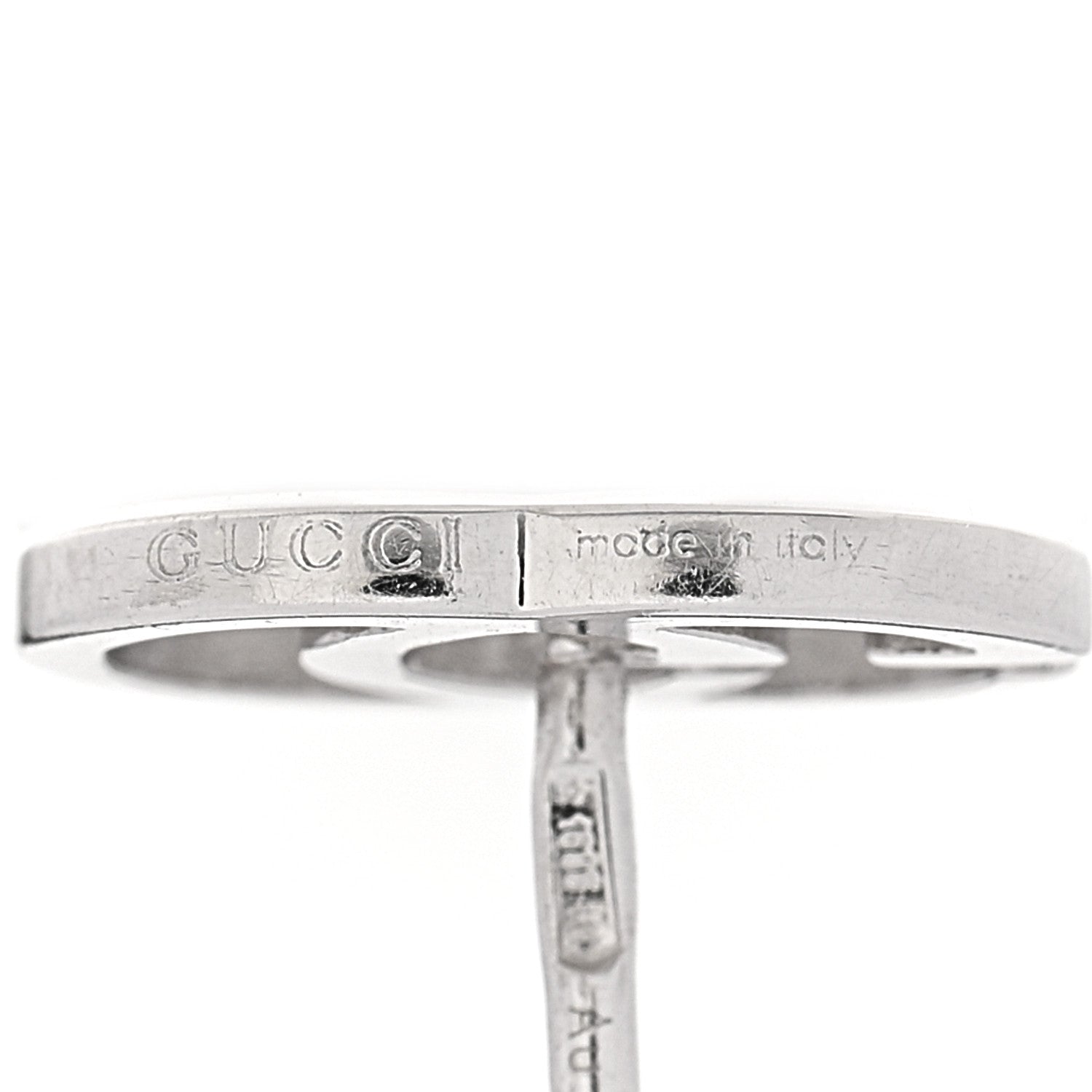 Gucci 18K White Gold Running G Stud Earrings