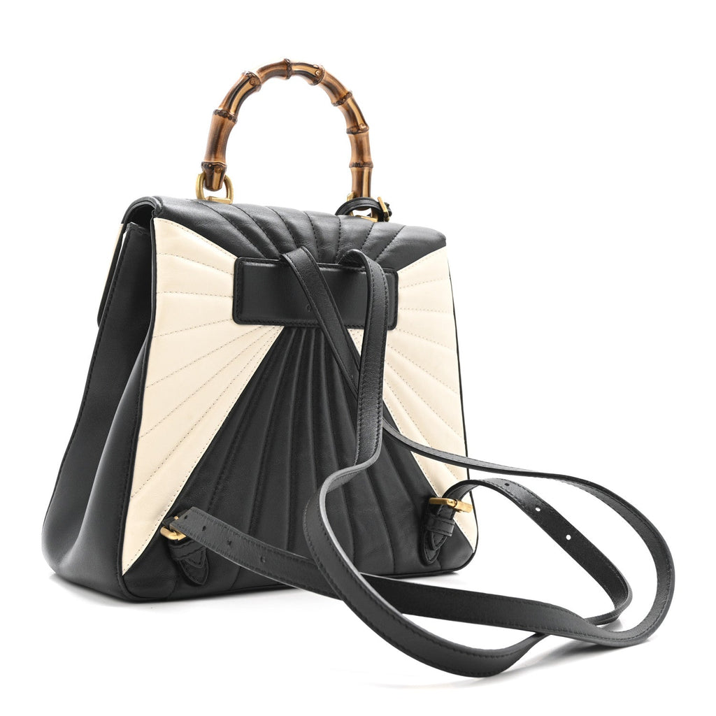 Gucci Calfskin Bamboo Trapuntata Queen Margaret Backpack Mystic White Black