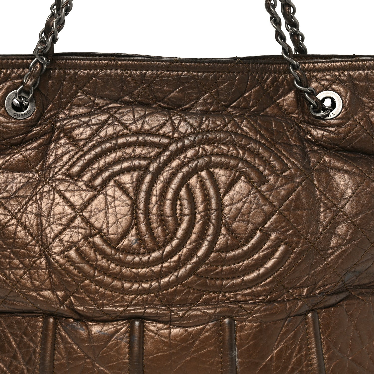 Chanel Metallic Aged Calfskin Large Shopping In Moscow Tote Bronze