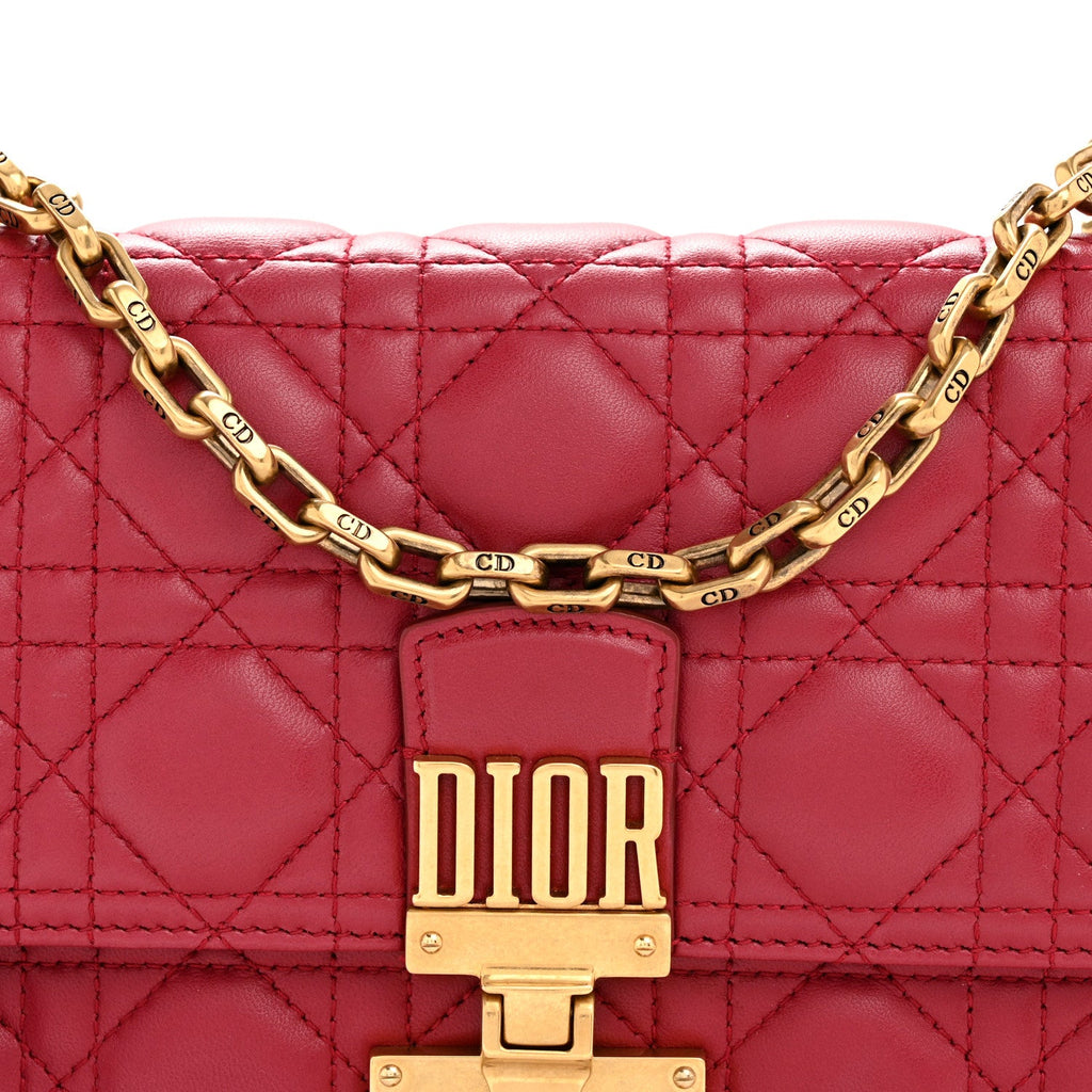 Christian Dior Lambskin Cannage Large Dioraddict Flap Red