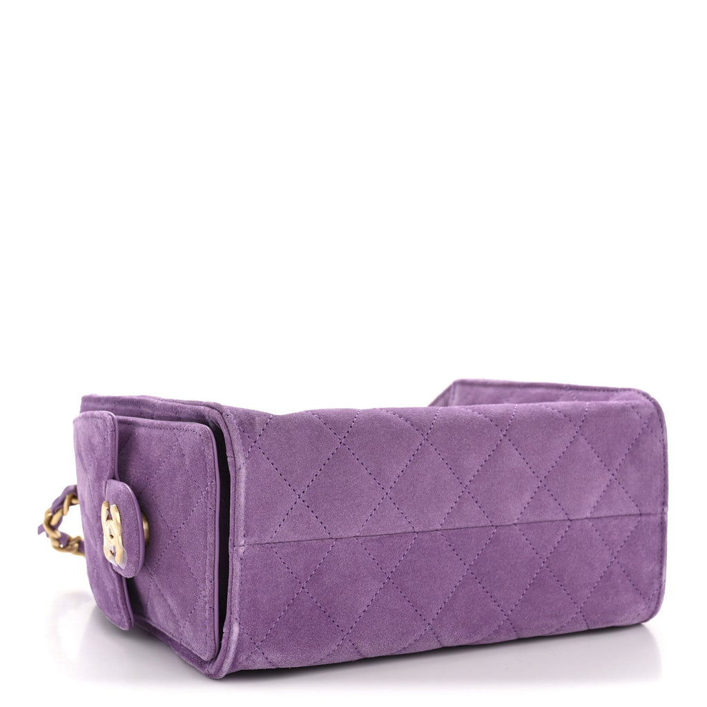 Chanel Suede Quilted Mini Chanel 25 Handbag Purple