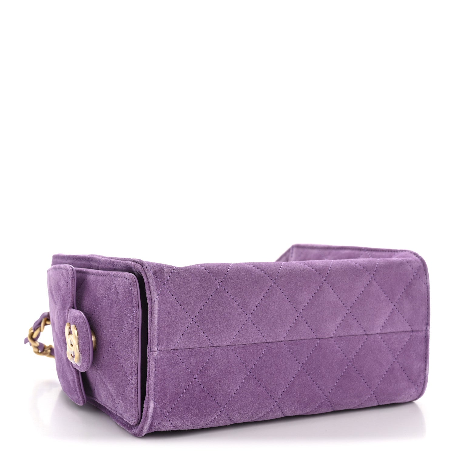 Chanel Suede Quilted Mini Chanel 25 Handbag Purple
