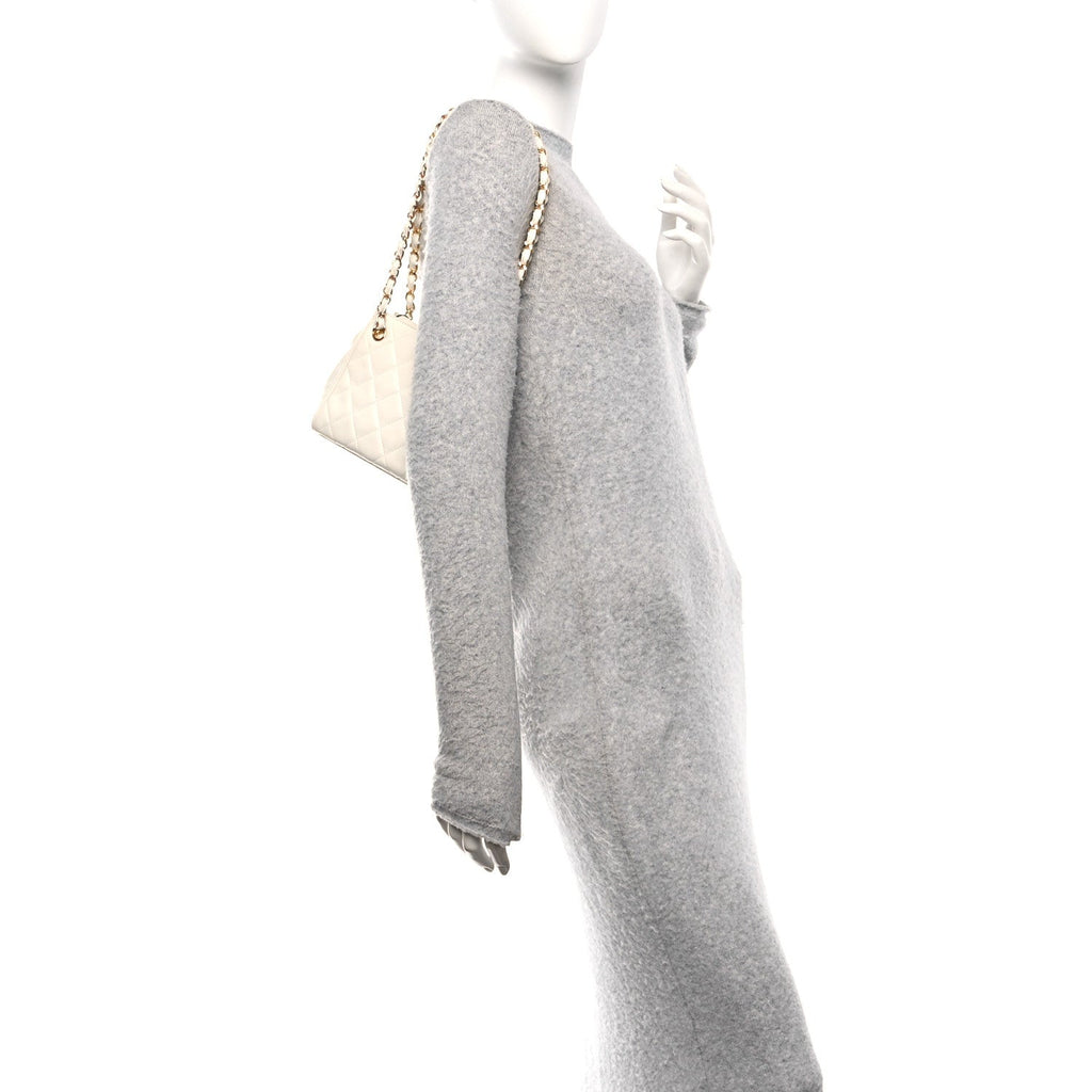 Chanel Lambskin Quilted Shoulder Bag White