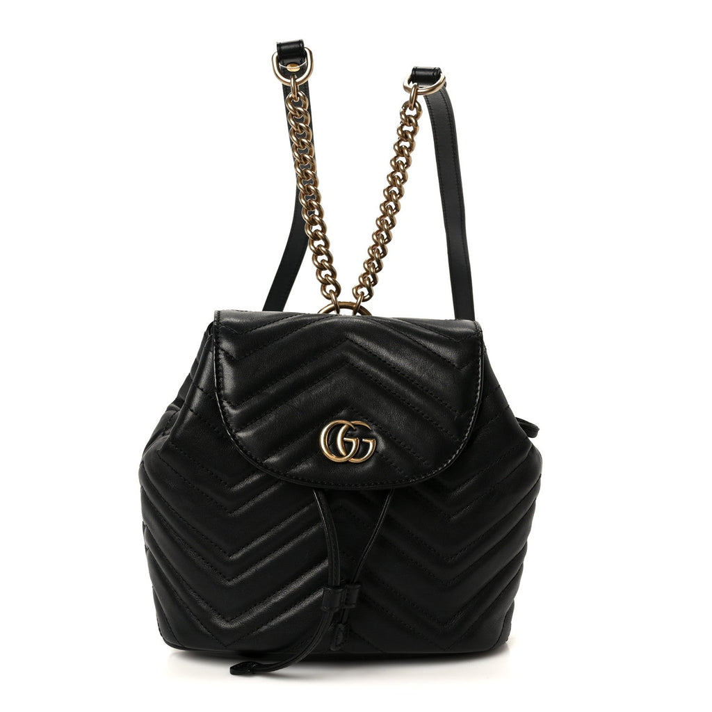Gucci Calfskin Matelasse GG Marmont Flap Backpack Black