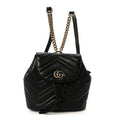 Gucci Calfskin Matelasse GG Marmont Flap Backpack Black