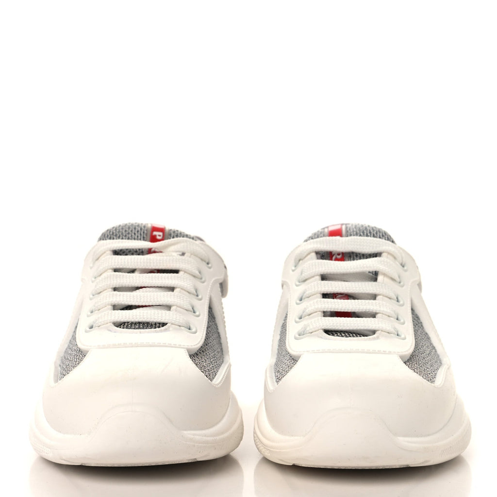 Prada Soft Rubber Mesh Womens America's Cup Sneakers 35 White Argento