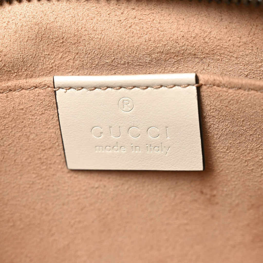 Gucci Calfskin Matelasse Small GG Marmont Chain Shoulder Bag White