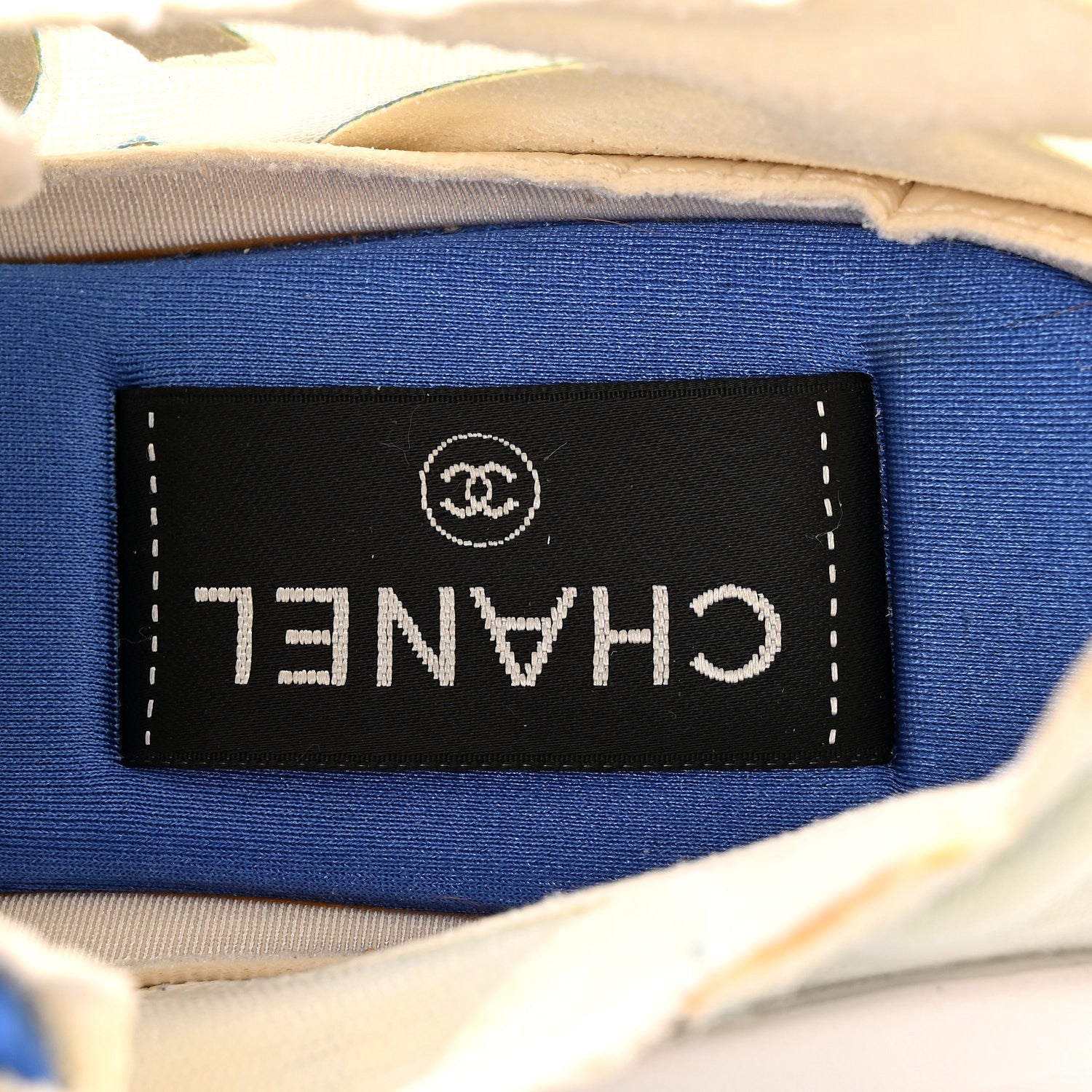 Calfskin Mesh Lyrca Womens Logo Sneakers 36 White Blue