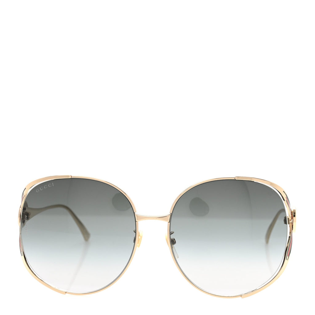 Gucci Metal Oversized Round Frame GG0225S Sunglasses Gold