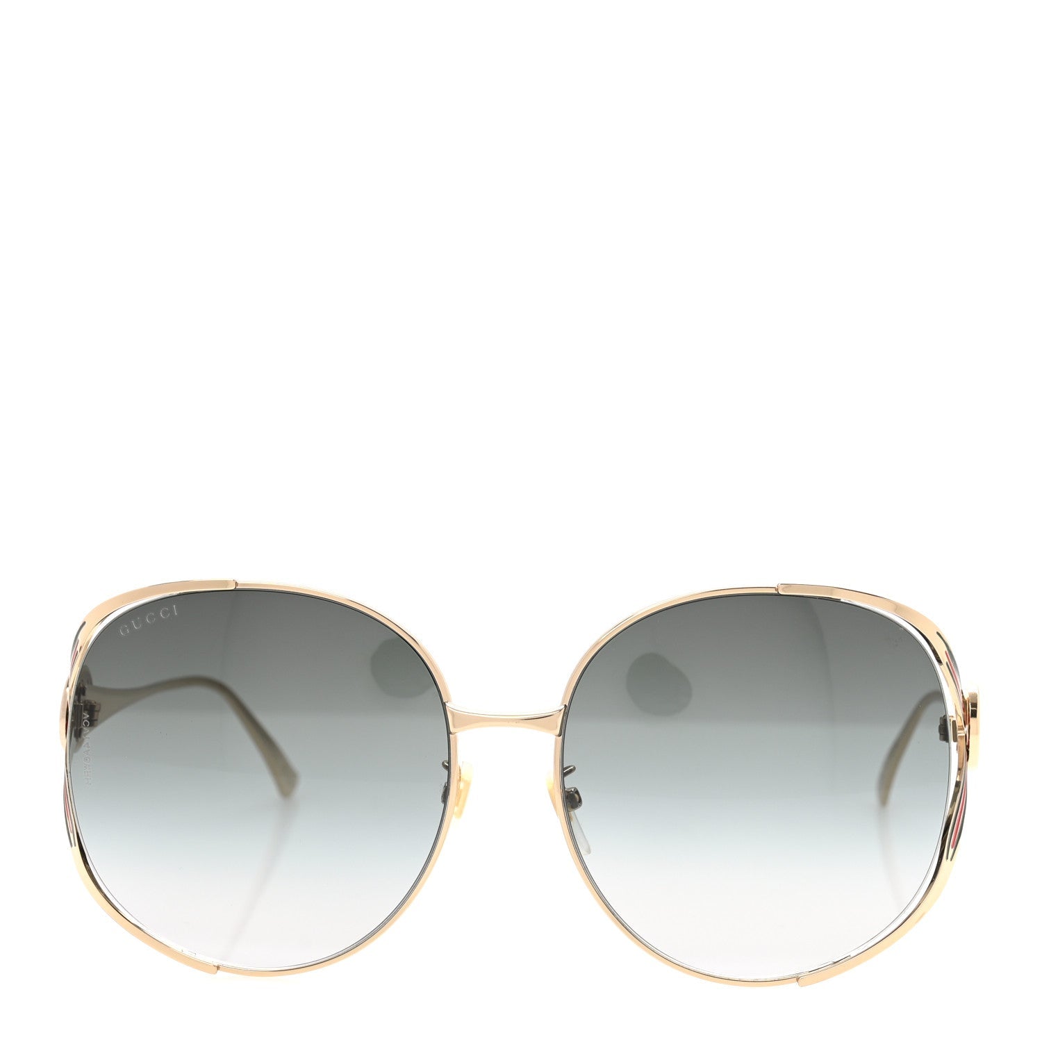 Gucci Metal Oversized Round Frame GG0225S Sunglasses Gold