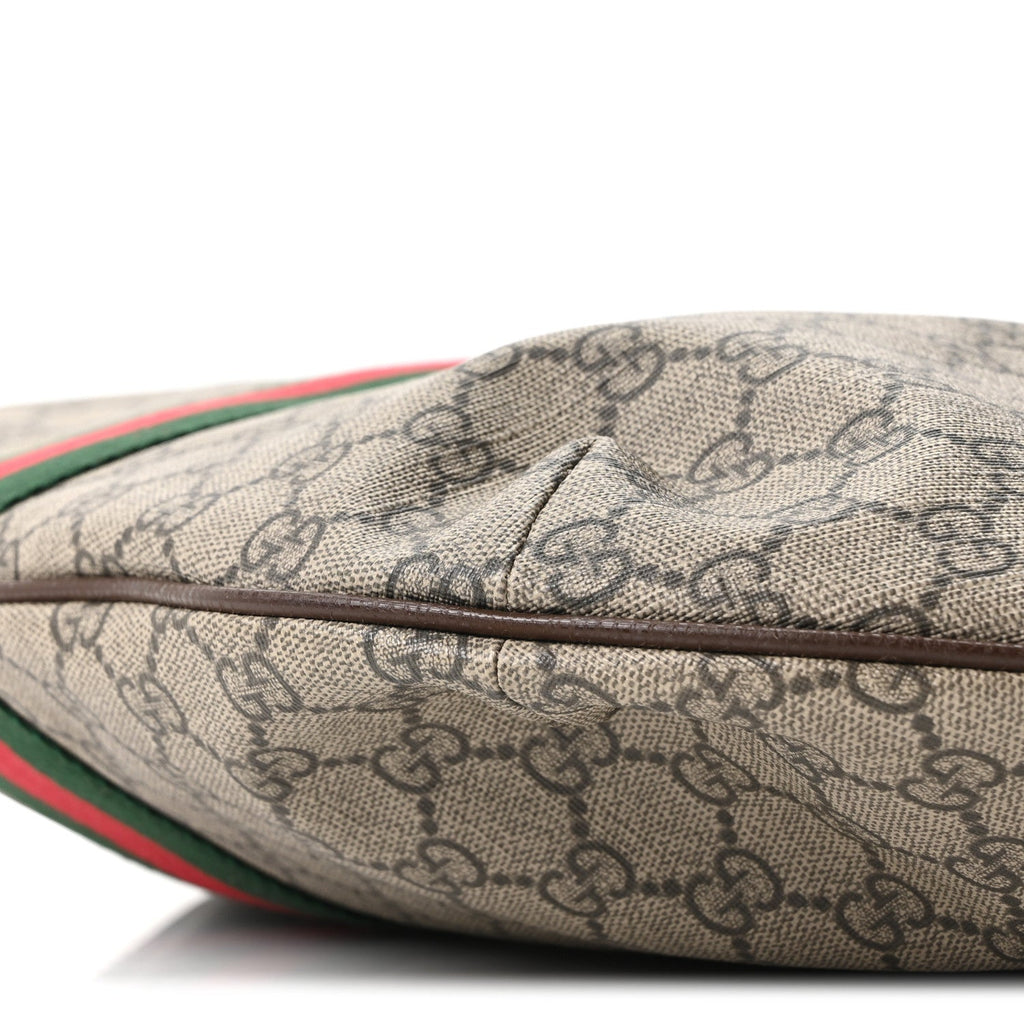 Gucci GG Supreme Monogram Web Ophidia Half Moon Hobo Brown