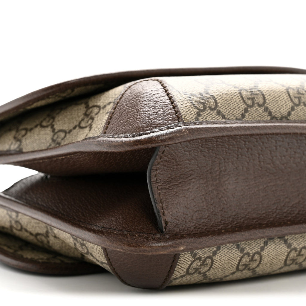 Gucci GG Supreme Monogram Web Small Neo Vintage Double Flap Messenger Bag Beige New Acero
