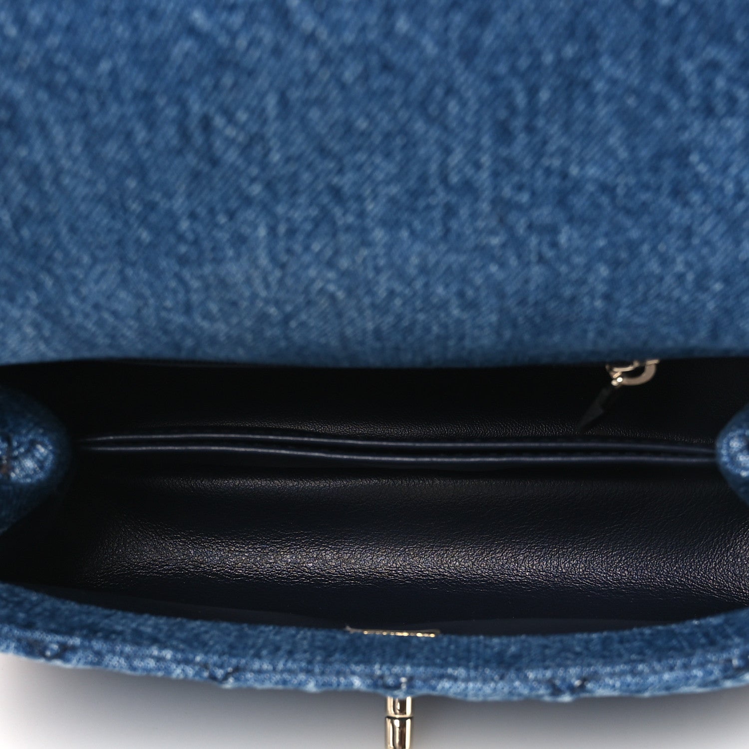 Chanel Washed Denim Quilted Mini Coco Handle Flap Blue