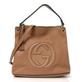 Gucci Pebbled Calfskin Large Soho Hobo Camelia