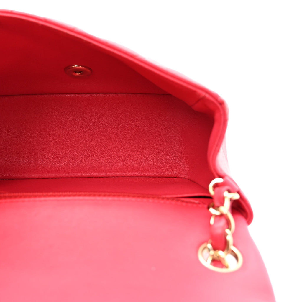 Chanel Lambskin Quilted Mini Square Flap Dark Pink