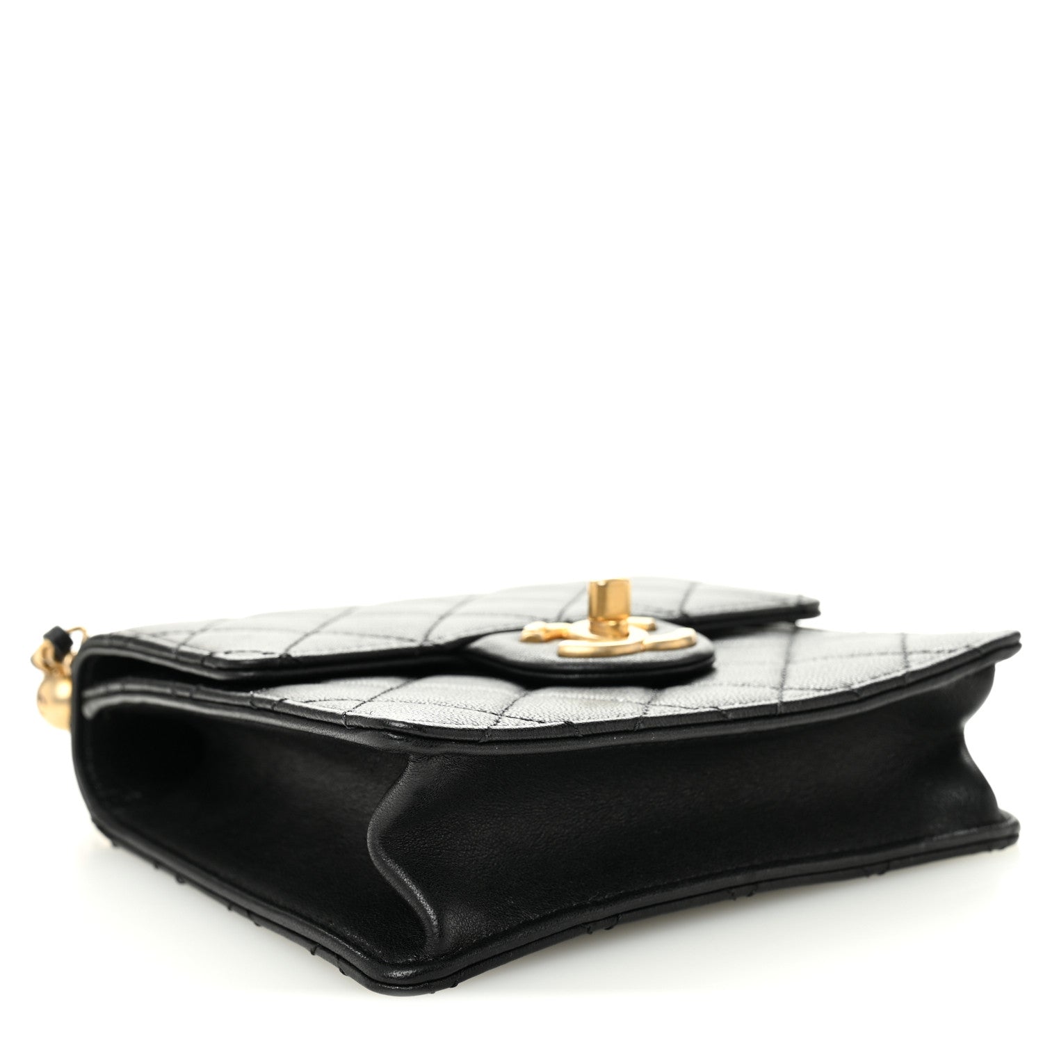 Chanel Goatskin Quilted Chic Pearls Flap Black
