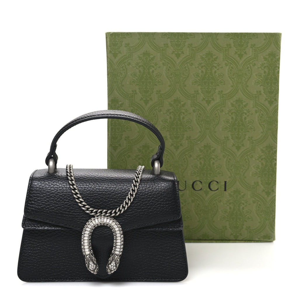 Gucci Dollar Calfskin Crystal Mini Dionysus Top Handle Bag Black Crystal