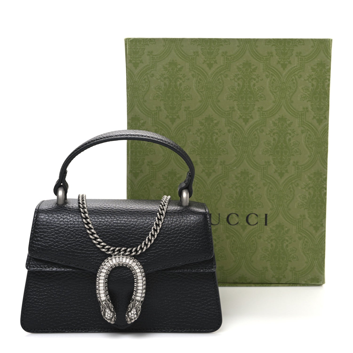Gucci Dollar Calfskin Crystal Mini Dionysus Top Handle Bag Black Crystal