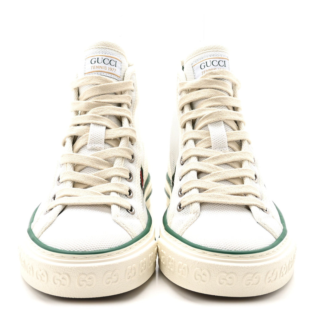 Gucci Mesh Web Womens 1977 Tennis High Top Sneakers 36 Great White Mystic White